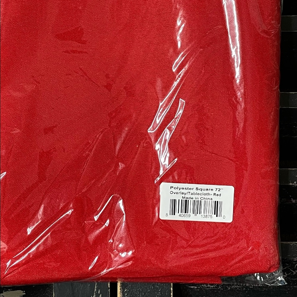 Red Polyester Square Table Overlay Tablecloth - Picture 4 of 4